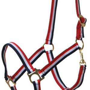 QHP Halster schuif Rood/wit/blauw Pony | Minihorseshop