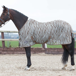 Harry's Horse Vliegendeken mesh standaard met singels, zebra plume | Minihorseshop
