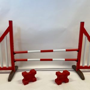 Hindernis rood (open) compleet met twee springbalken, 4 ophangsteunen en 2 cavaletti blokken | Minihorseshop