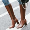 Dames Laarzen Grote maten Hak Laarzen Feest Buiten Nieuwjaar Kniehoge laarzen Gesp Blokhak Ronde Teen Vintage Casual minimalisme Imitatieleer Rits Zwart Bruin Beige miniinthebox | Minihorseshop